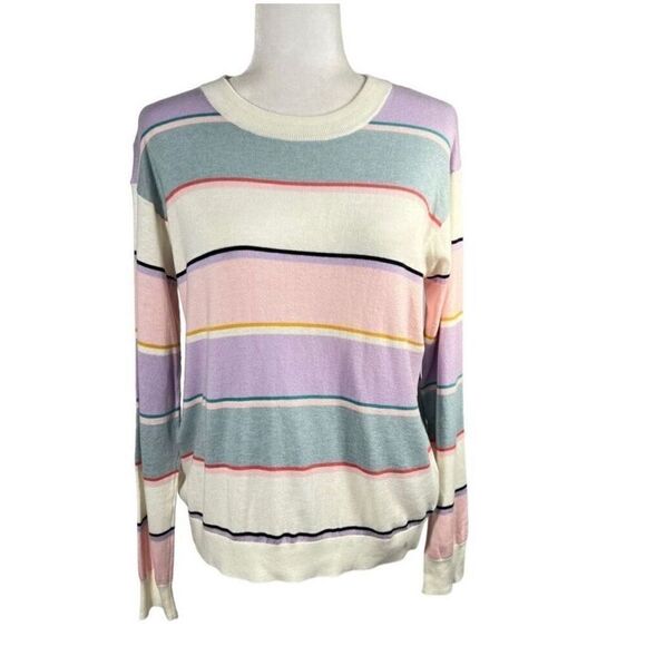 Splendid New w Tag ! XSmall Multicolored Shore Striped Ribbed Pullover Sweater - Picture 1 of 13